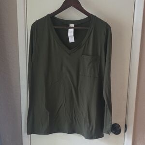 Sew In Love Forest Green V-Neck Long Sleeve Top